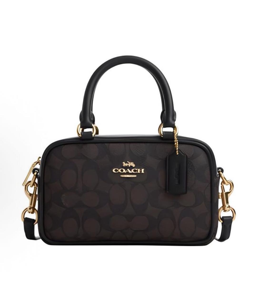 COACH Коричневая кожаная сумка с короткими ручками, фото 8