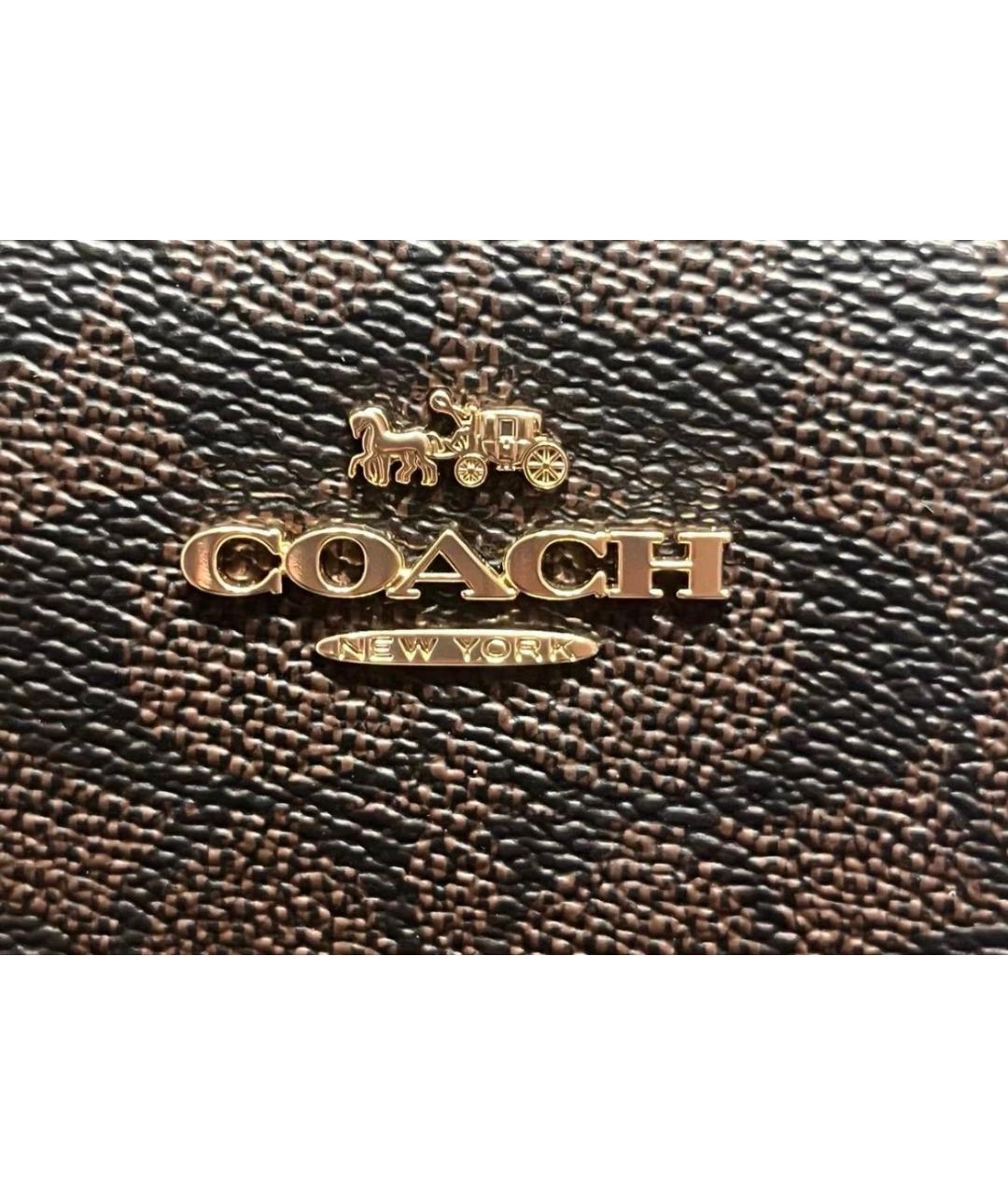 COACH Коричневая кожаная сумка с короткими ручками, фото 7