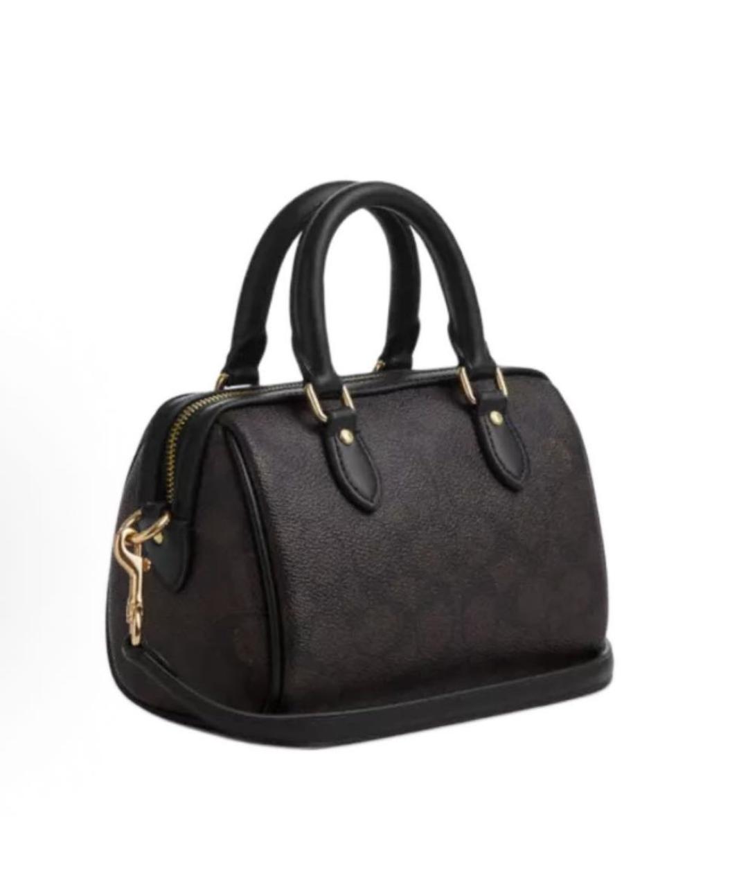 COACH Коричневая кожаная сумка с короткими ручками, фото 2