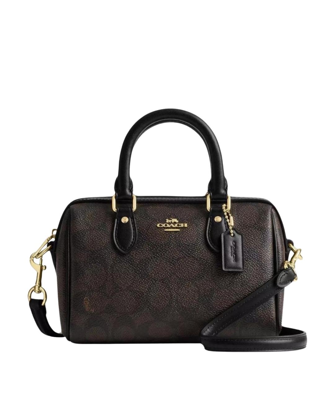 COACH Коричневая кожаная сумка с короткими ручками, фото 1