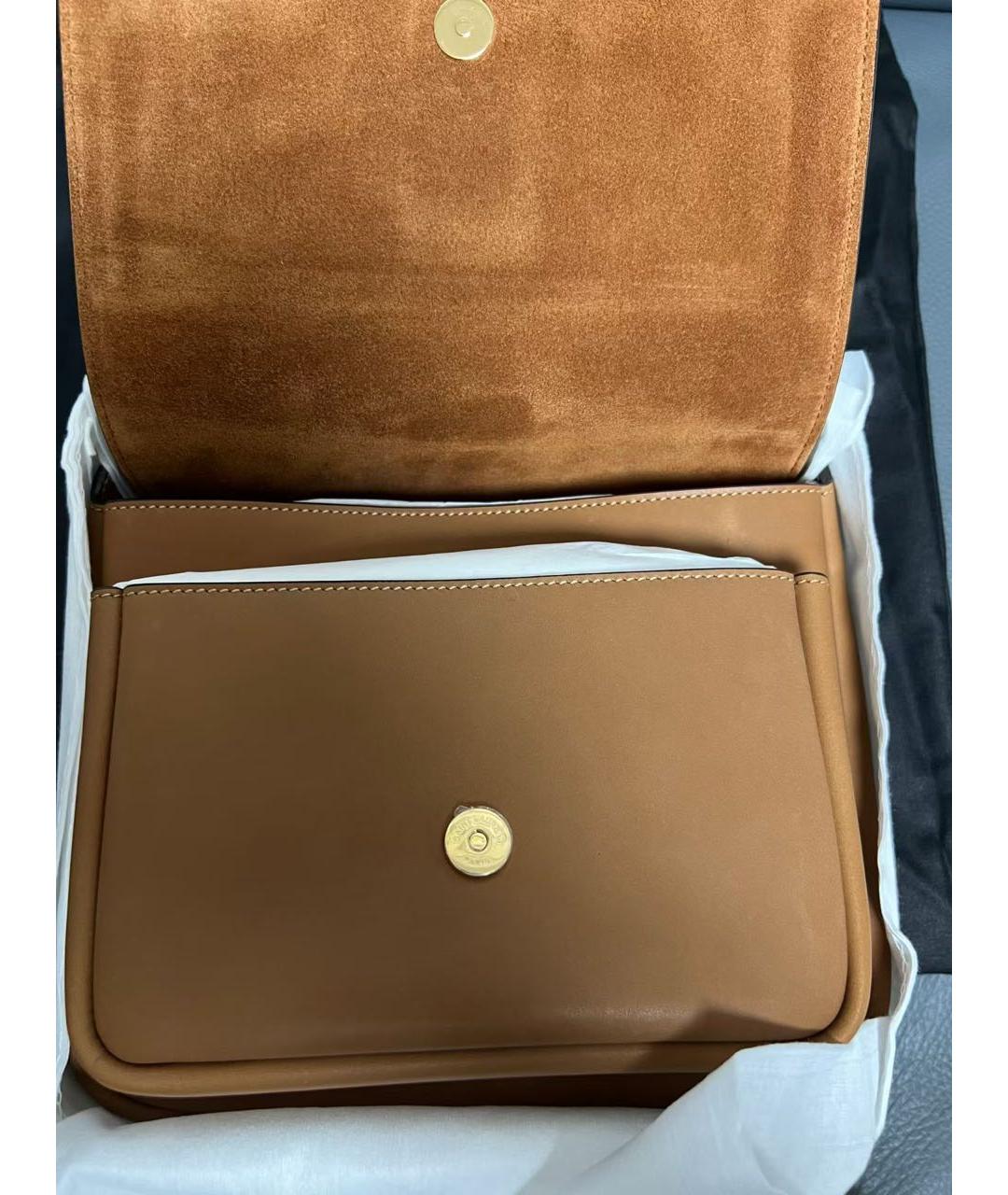 SAINT LAURENT Коричневая кожаная сумка через плечо, фото 3