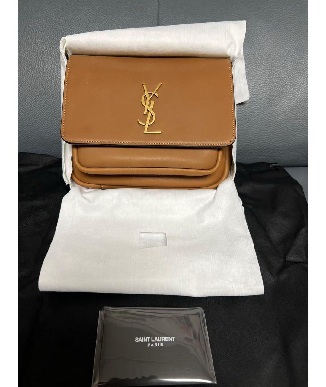 SAINT LAURENT Коричневая кожаная сумка через плечо, фото 2