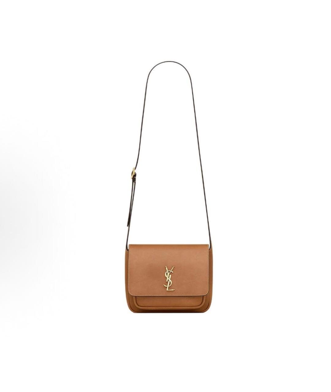 SAINT LAURENT Коричневая кожаная сумка через плечо, фото 4