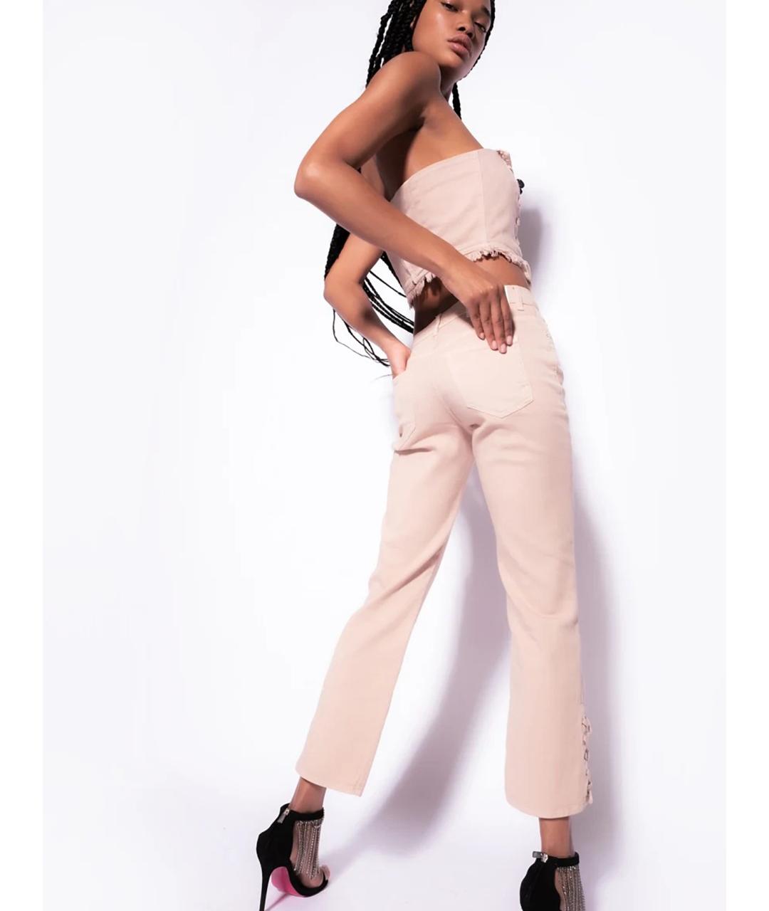 PINKO Бежевые хлопковые джинсы клеш, фото 4