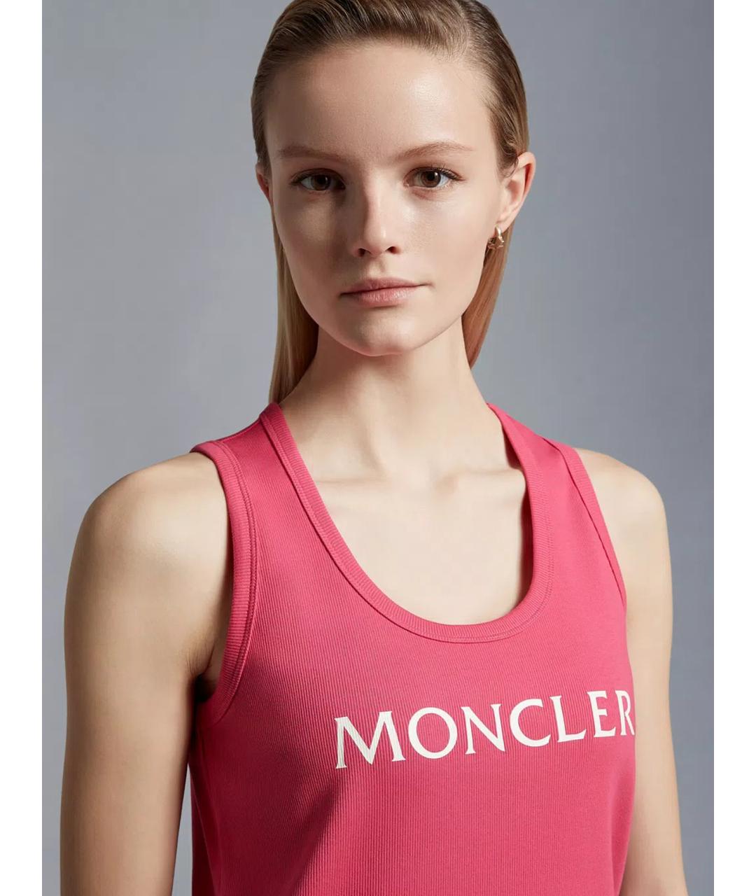 MONCLER Розовая хлопко-эластановая майка, фото 3
