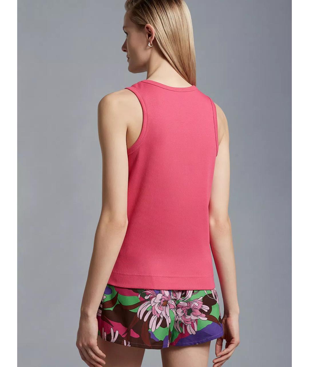 MONCLER Розовая хлопко-эластановая майка, фото 4