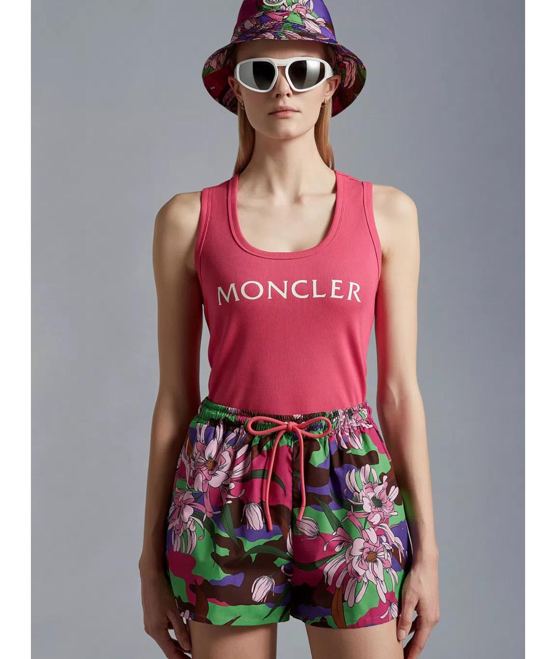 MONCLER Розовая хлопко-эластановая майка, фото 2
