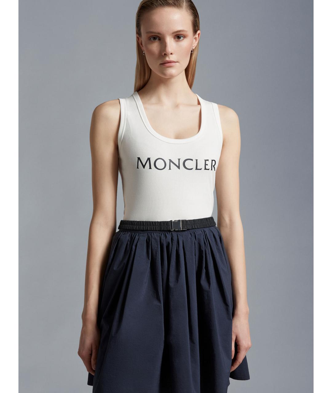 MONCLER Белая хлопко-эластановая майка, фото 2