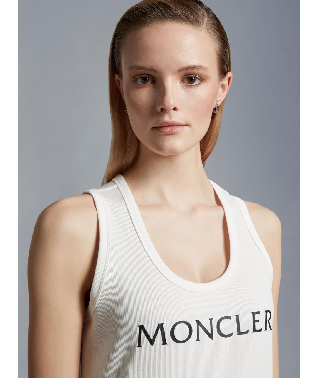 MONCLER Белая хлопко-эластановая майка, фото 3