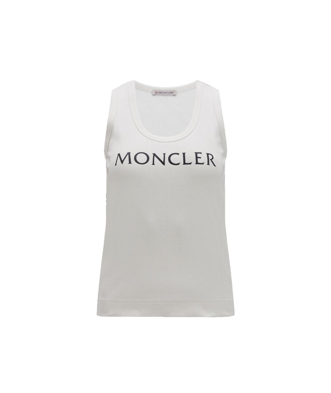 MONCLER Белая хлопко-эластановая майка, фото 1
