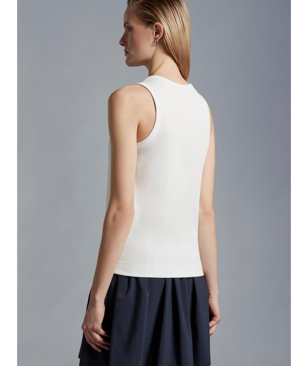 MONCLER Белая хлопко-эластановая майка, фото 4