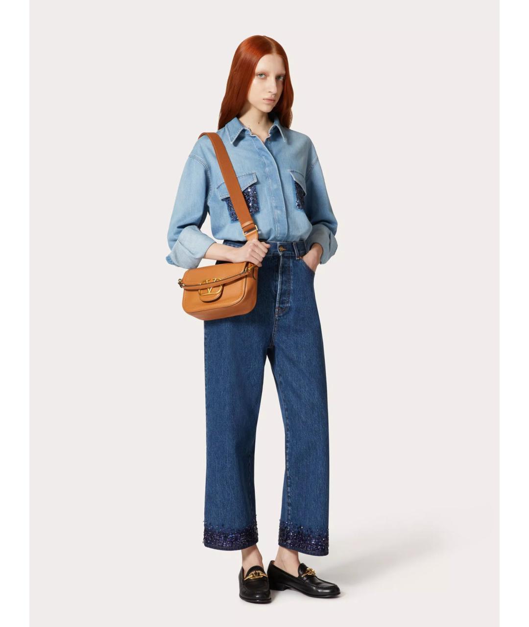 VALENTINO Бежевая кожаная сумка через плечо, фото 4