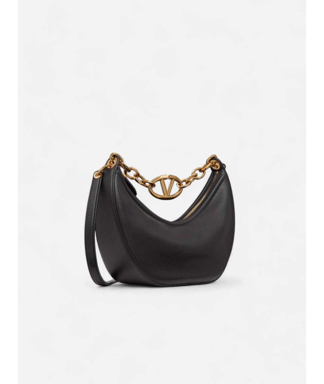 VALENTINO Черная кожаная сумка через плечо, фото 2