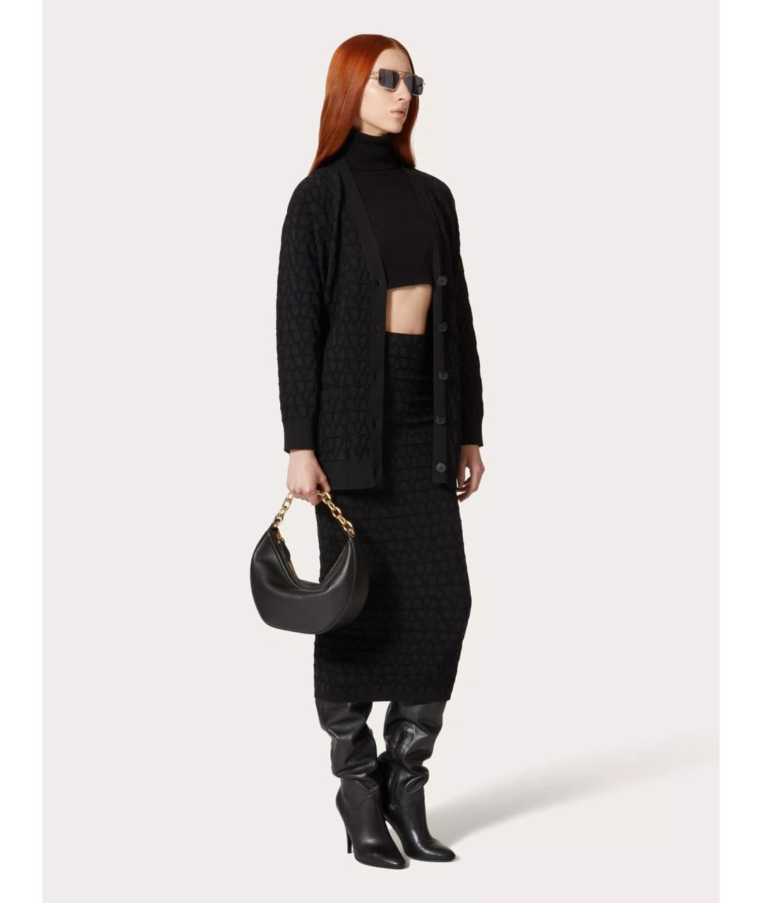 VALENTINO Черная кожаная сумка через плечо, фото 4