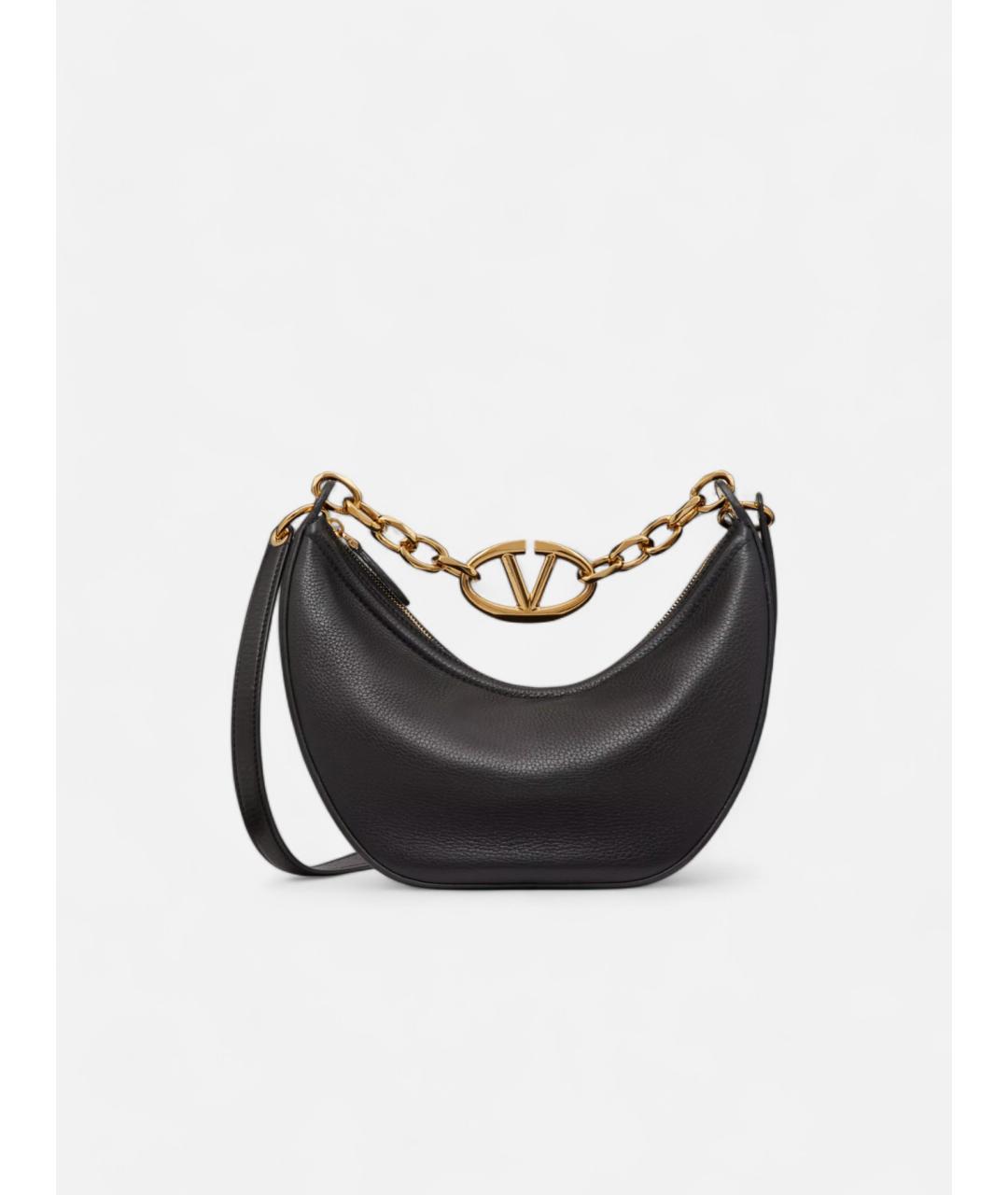 VALENTINO Черная кожаная сумка через плечо, фото 5