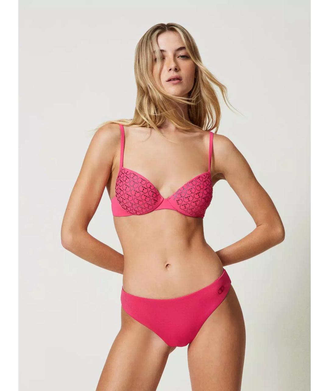 TWIN-SET Розовый полиамидовый купальник, фото 2