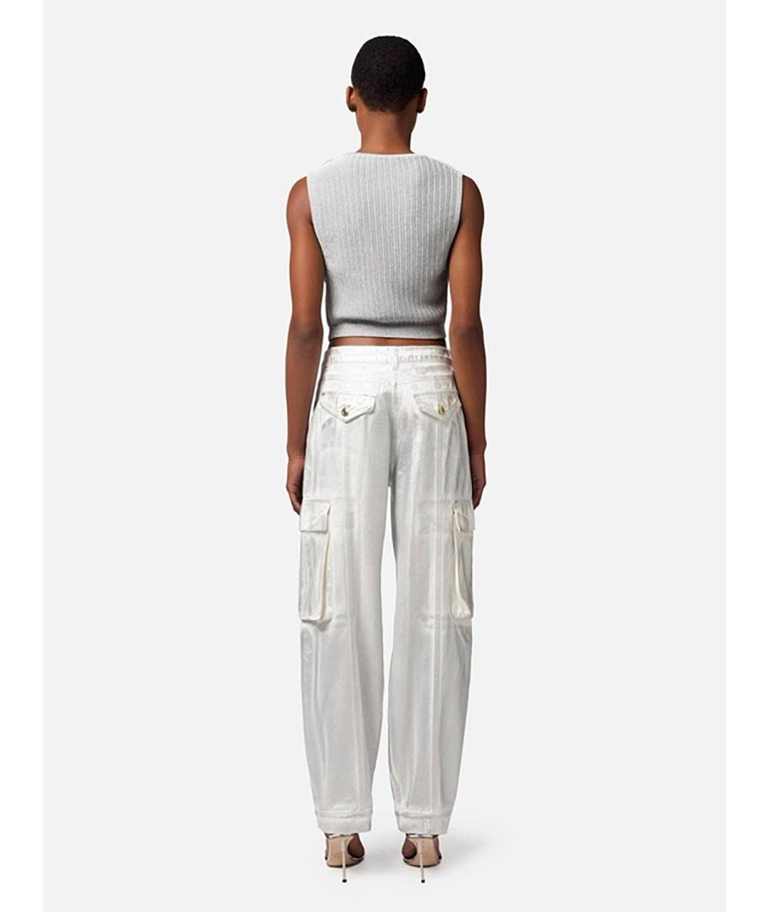 ELISABETTA FRANCHI Серебряные хлопковые прямые джинсы, фото 5