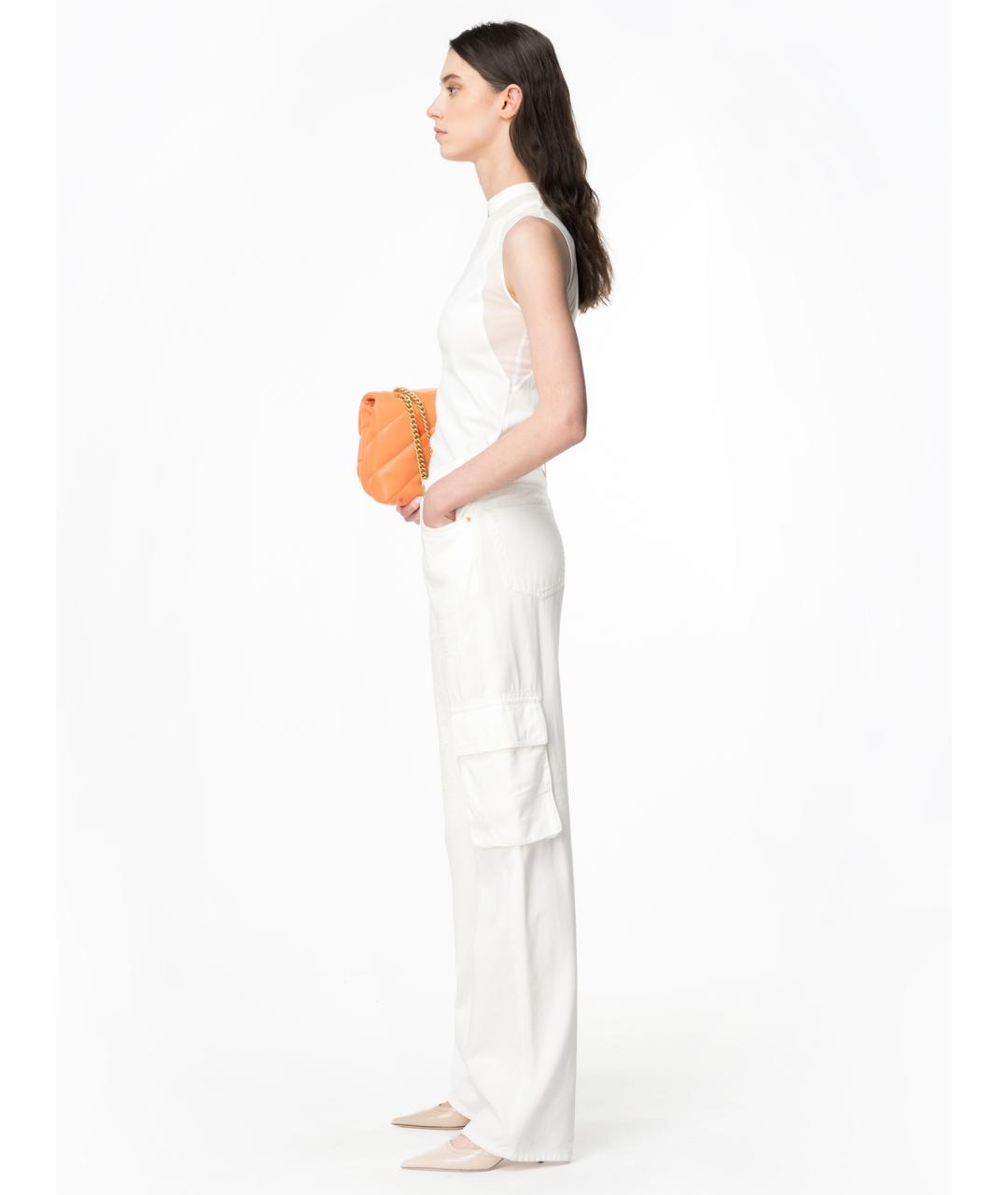 PINKO Белые хлопковые прямые джинсы, фото 4