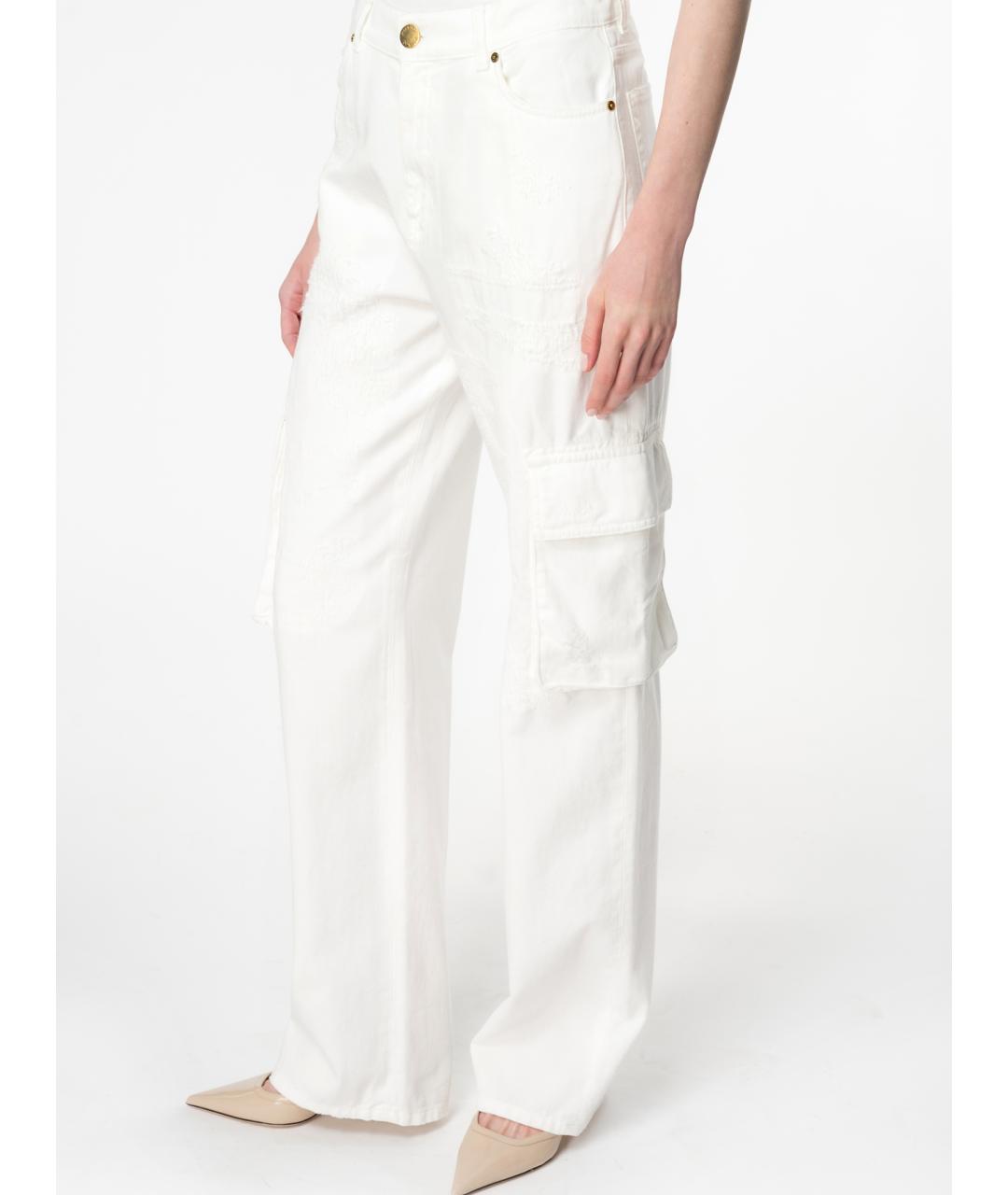 PINKO Белые хлопковые прямые джинсы, фото 3