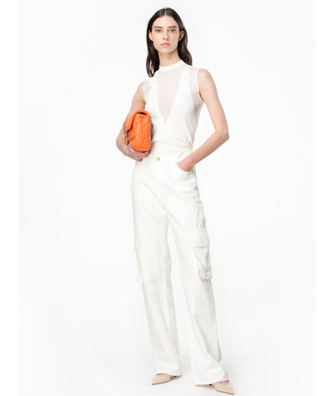 PINKO Белые хлопковые прямые джинсы, фото 2