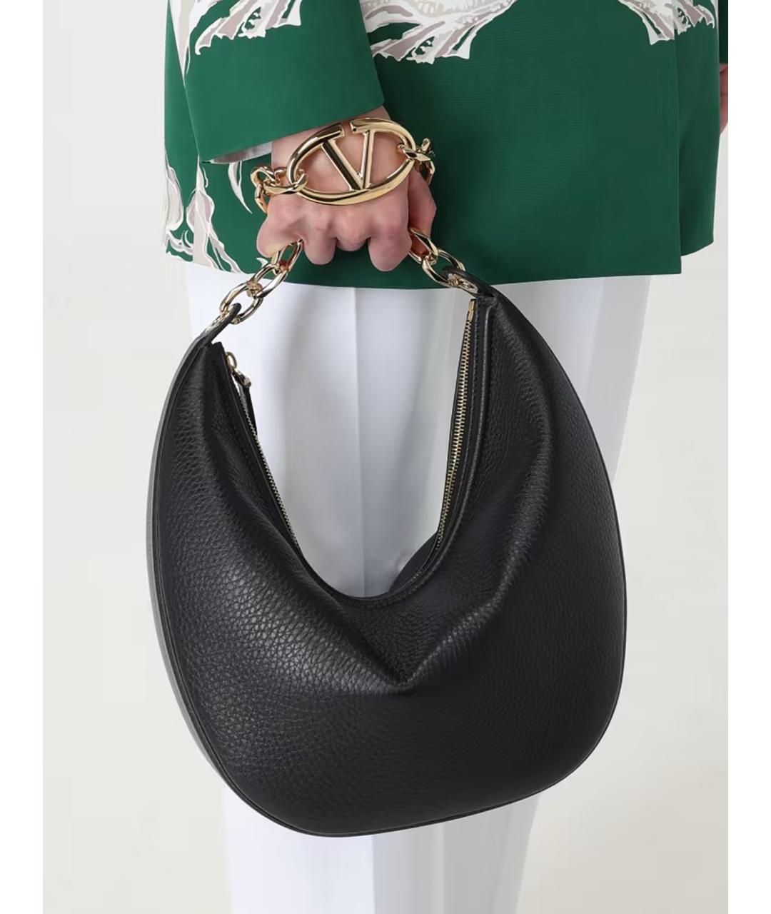 VALENTINO Черная кожаная сумка через плечо, фото 3