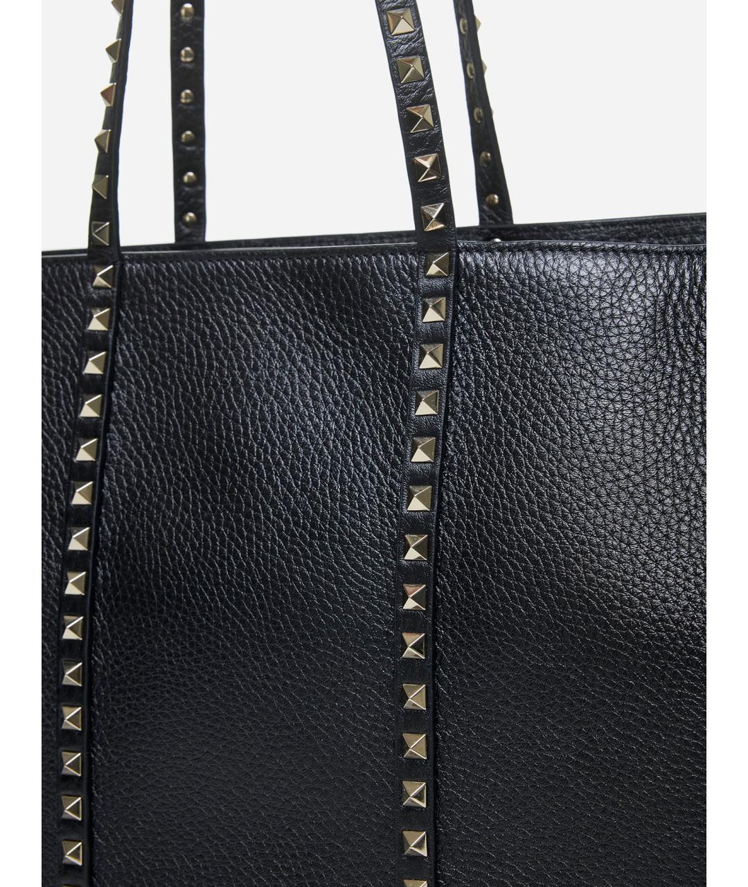 VALENTINO Черная кожаная сумка тоут, фото 3