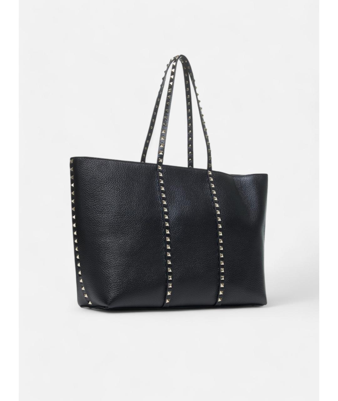 VALENTINO Черная кожаная сумка тоут, фото 2