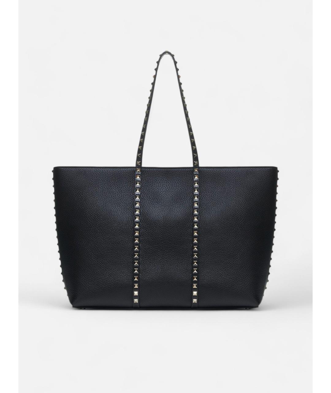 VALENTINO Черная кожаная сумка тоут, фото 4