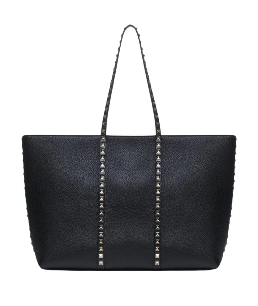 VALENTINO Черная кожаная сумка тоут, фото 1