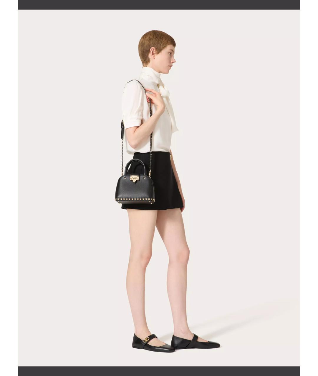 VALENTINO Черная кожаная сумка тоут, фото 3