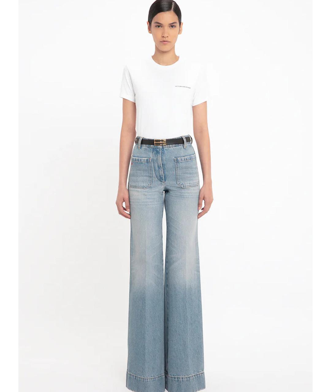 VICTORIA BECKHAM Голубые джинсы клеш, фото 3