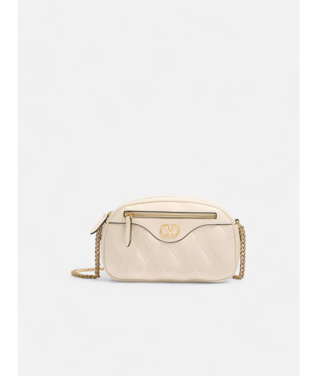 VALENTINO Бежевая кожаная сумка через плечо, фото 5