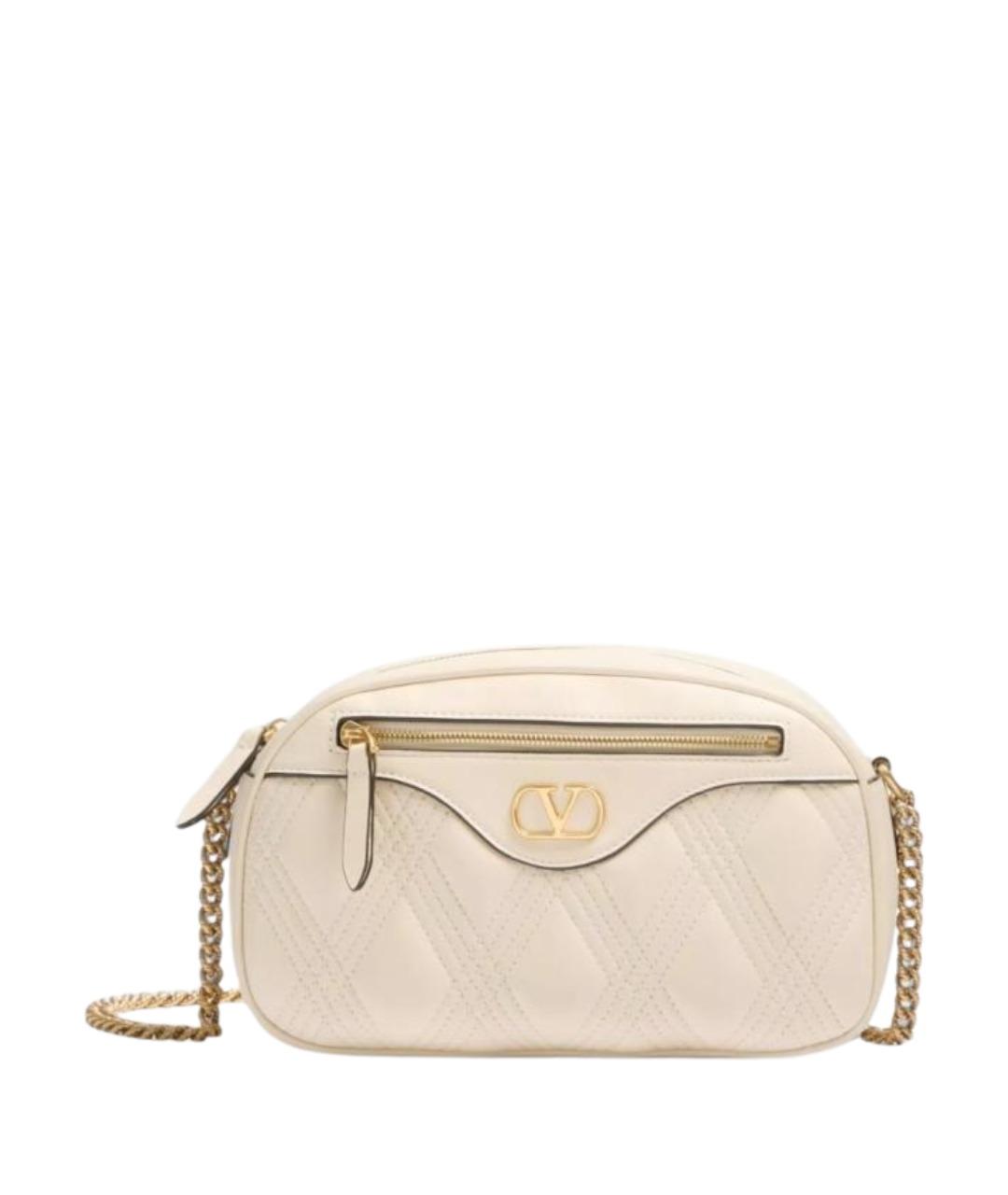 VALENTINO Бежевая кожаная сумка через плечо, фото 1
