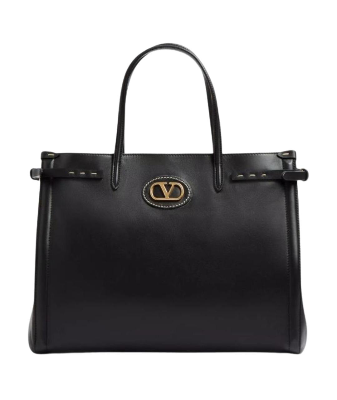 VALENTINO Черная кожаная сумка тоут, фото 1