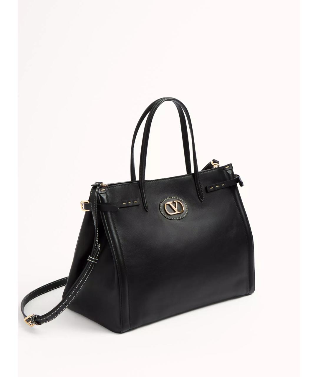 VALENTINO Черная кожаная сумка тоут, фото 2