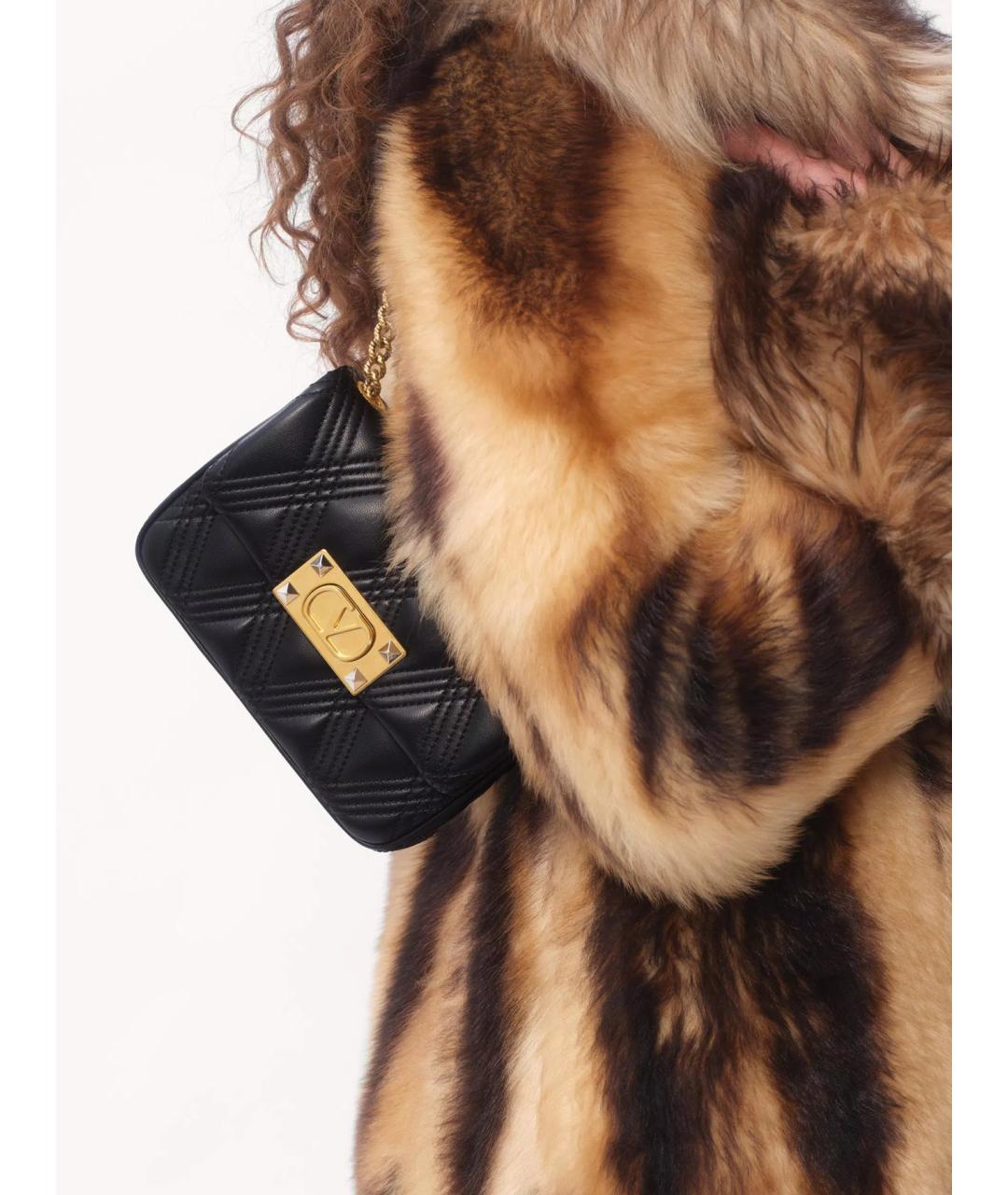 VALENTINO Черная кожаная сумка через плечо, фото 2