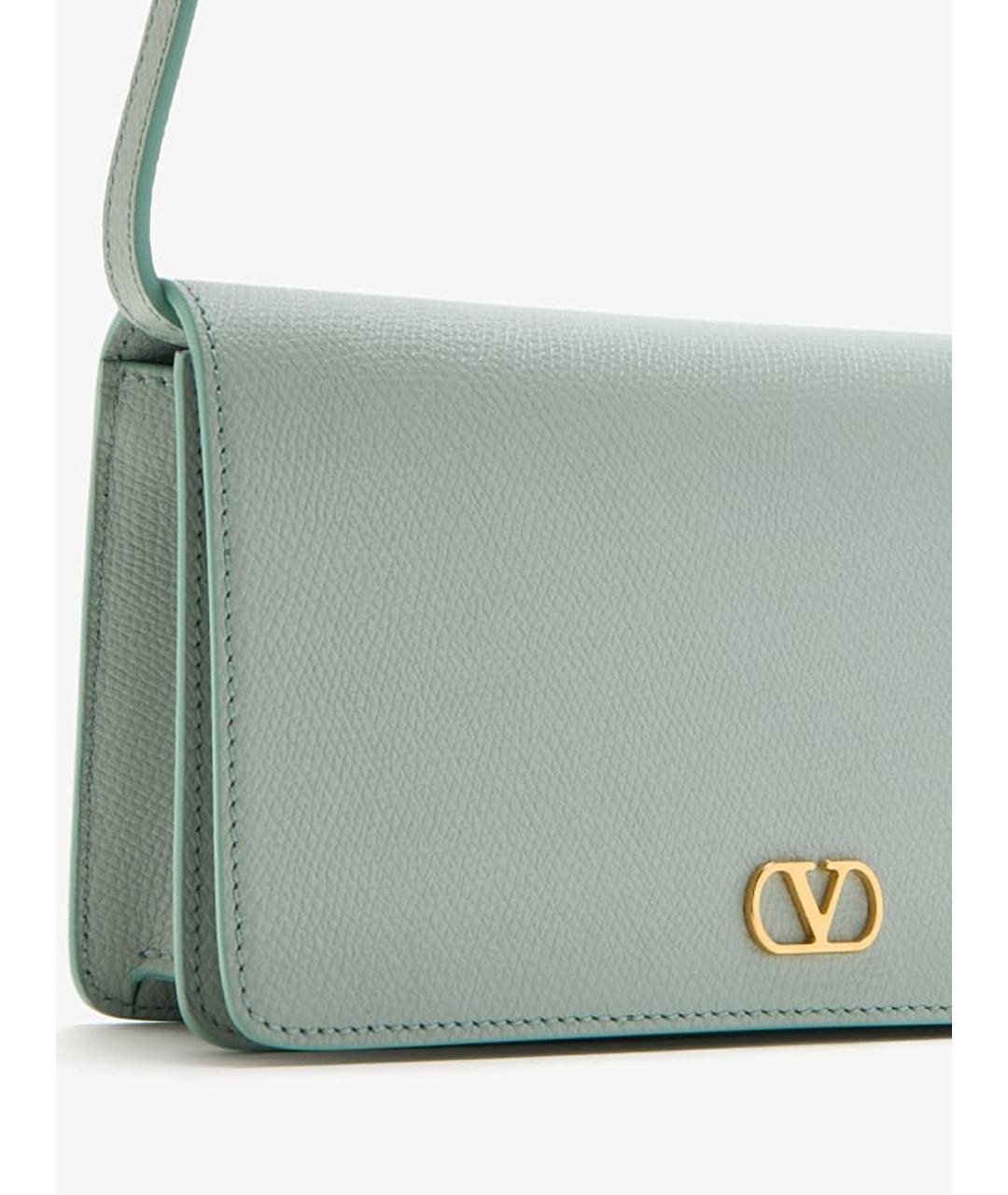 VALENTINO Бирюзовая кожаная сумка через плечо, фото 2