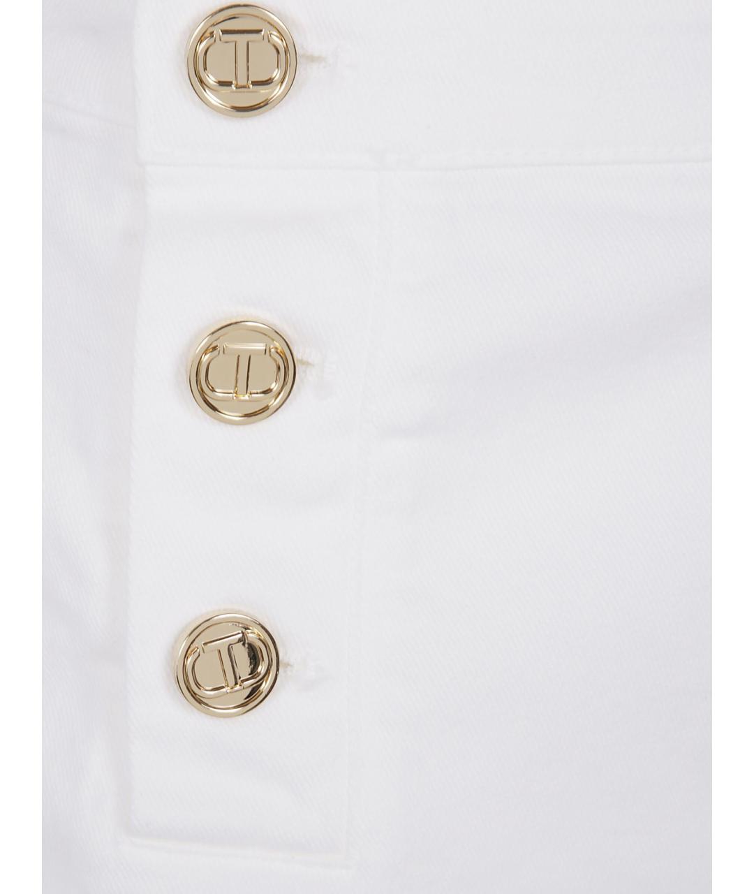 TWIN-SET Белые хлопковые прямые джинсы, фото 3