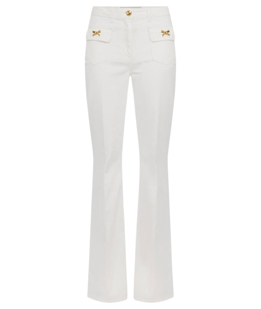 ELISABETTA FRANCHI Белые хлопковые джинсы клеш, фото 1