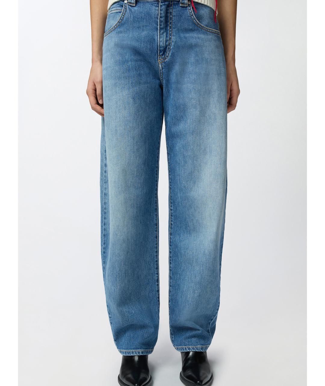 PINKO Голубые хлопковые прямые джинсы, фото 5