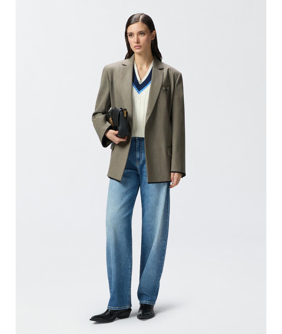 PINKO Голубые хлопковые прямые джинсы, фото 2