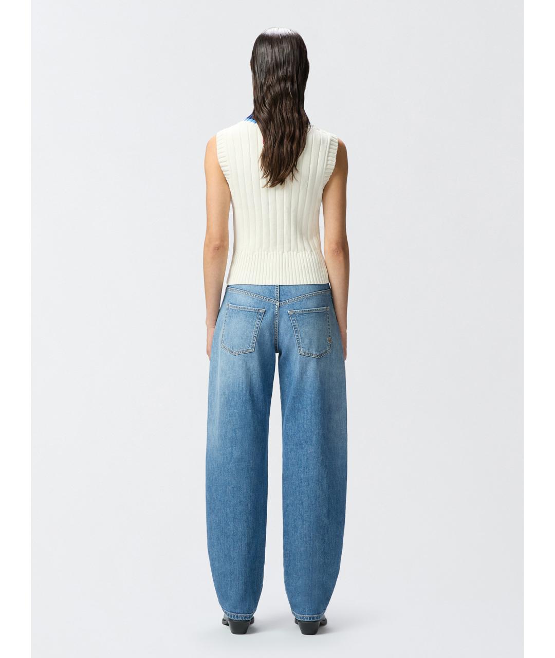 PINKO Голубые хлопковые прямые джинсы, фото 4