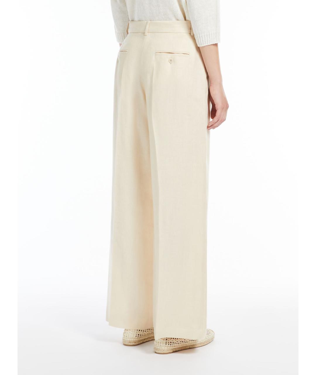 WEEKEND MAX MARA Бежевые хлопко-леновые прямые джинсы, фото 3