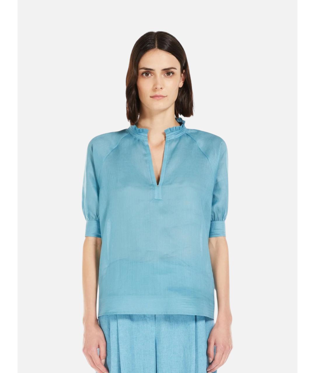 MAX MARA STUDIO Голубая полиамидовая блузы, фото 4