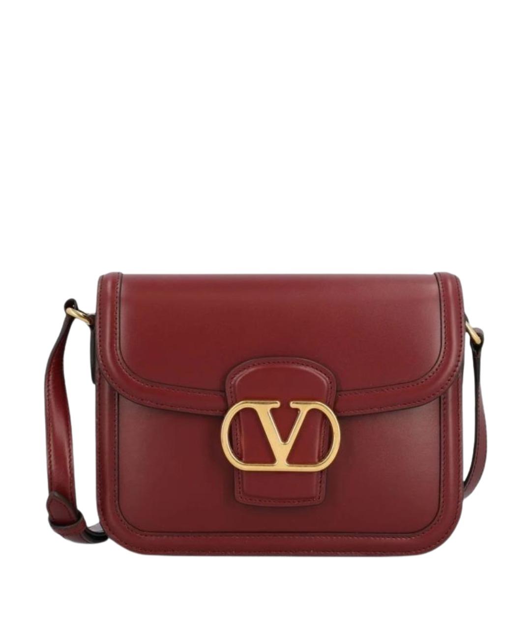 VALENTINO Бордовая кожаная сумка через плечо, фото 1