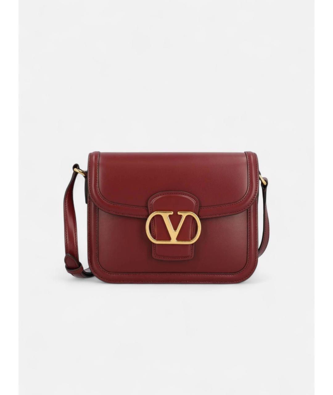 VALENTINO Бордовая кожаная сумка через плечо, фото 4