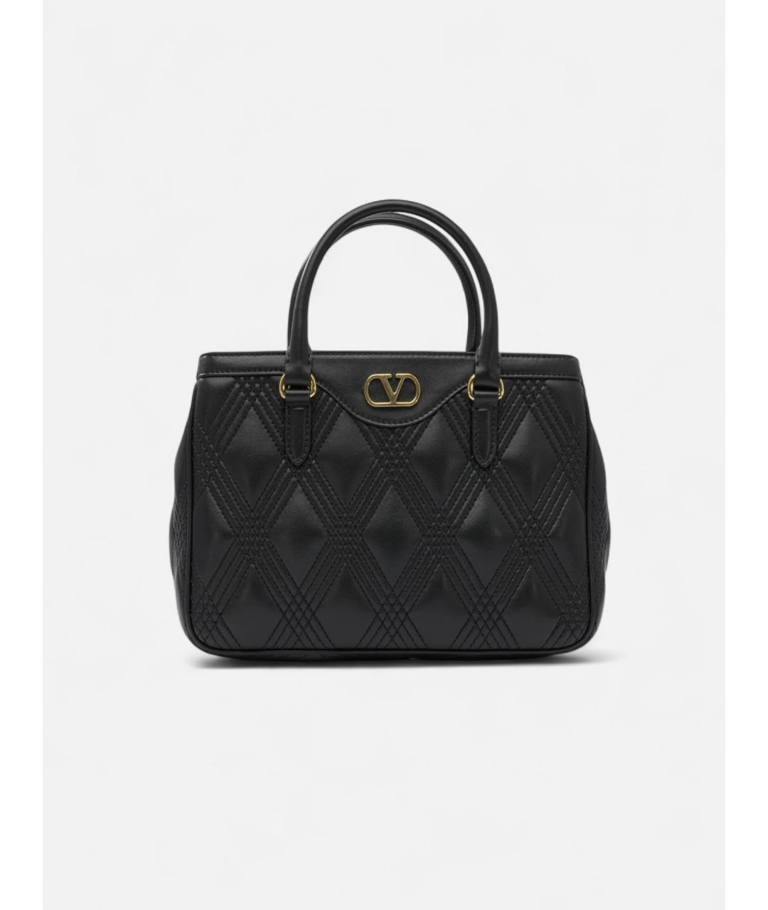 VALENTINO Черная кожаная сумка тоут, фото 4