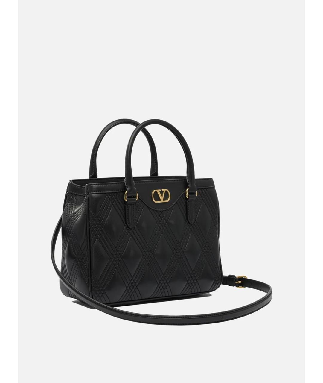 VALENTINO Черная кожаная сумка тоут, фото 2