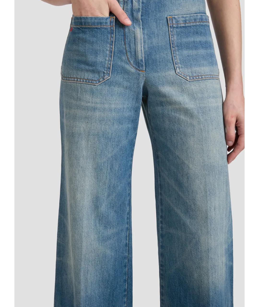 VICTORIA BECKHAM Синие хлопковые джинсы клеш, фото 5