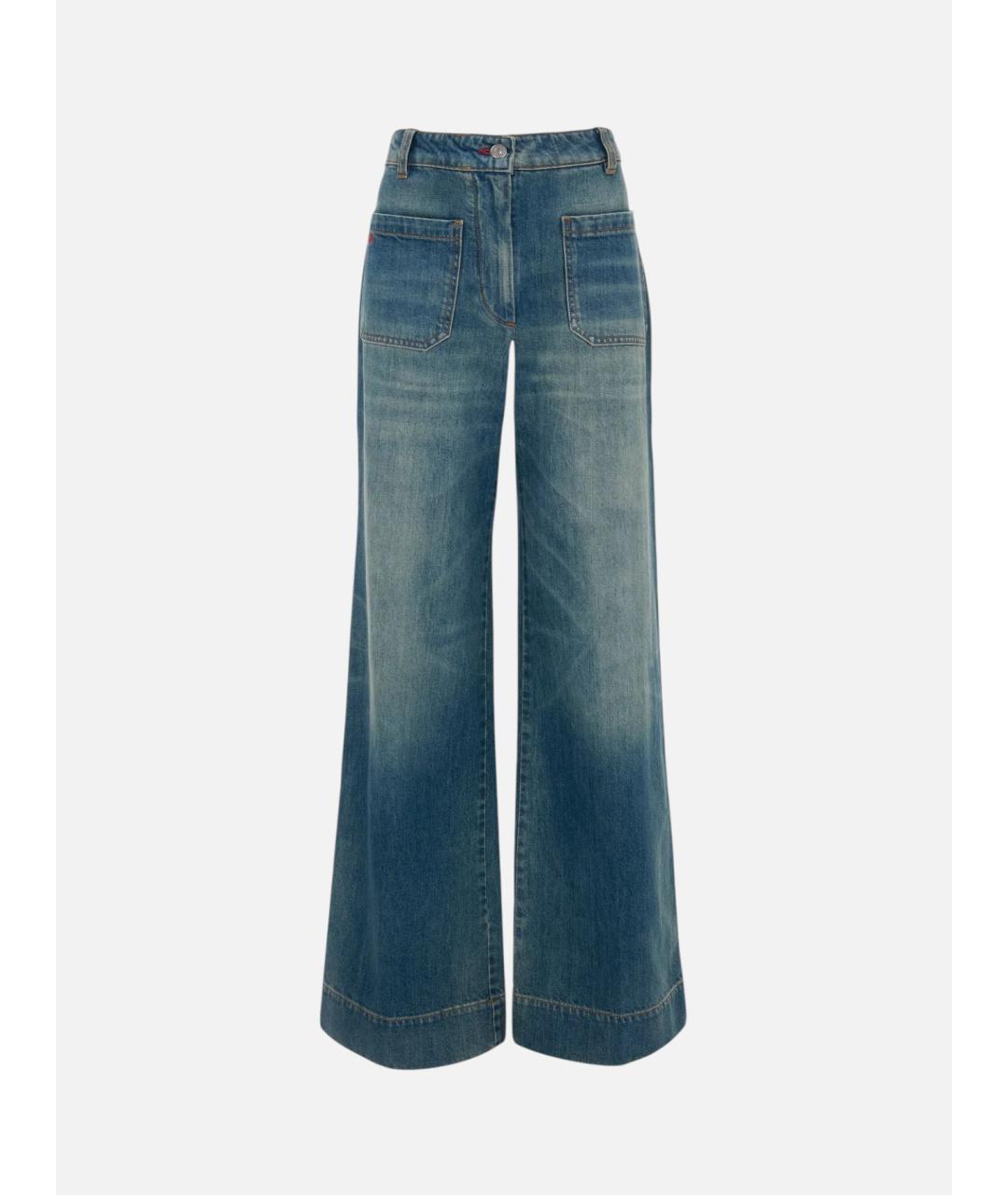 VICTORIA BECKHAM Синие хлопковые джинсы клеш, фото 1